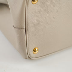 Prada Saffiano Medium Galleria Double Zip Tote Light Grey