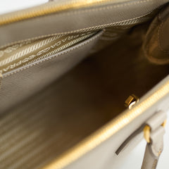Prada Saffiano Medium Galleria Double Zip Tote Light Grey
