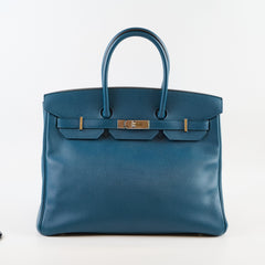 Hermès Hermes Birkin 35 Colvert PHW Q Square Stamp 2013