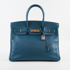Hermès Hermes Birkin 35 Colvert PHW Q Square Stamp 2013