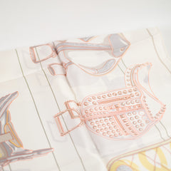 Hermès Tous en Selle 90 x 90 Silk Scarf Beige