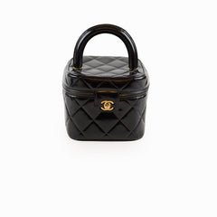 Chanel Patent Black Top Handle Vanity Vintage 1996