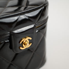 Chanel Patent Black Top Handle Vanity Vintage 1996