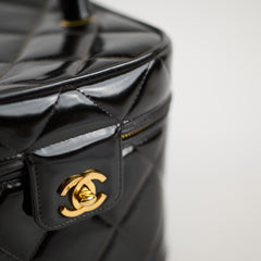Chanel Patent Black Top Handle Vanity Vintage 1996