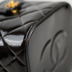 Chanel Patent Black Top Handle Vanity Vintage 1996