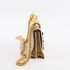 Fendi Kan I Small Flower Studded Flap Bag Beige