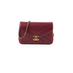 Chanel Seasonal Crossbody Lambskin Burgundy