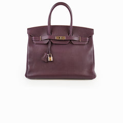 Hermès Hermes Birkin 35 Togo Raisin PHW Square P 2012