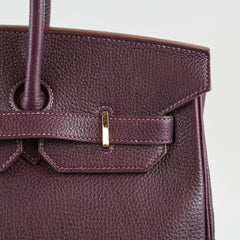 Hermès Hermes Birkin 35 Togo Raisin PHW Square P 2012