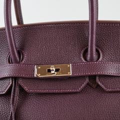 Hermès Hermes Birkin 35 Togo Raisin PHW Square P 2012
