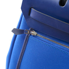 Hermes Herbag 31 Zip Bag Canvas/Hunter Leather Bleu Billard/Bleu Saphir SHW Stamp Z