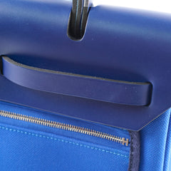 Hermes Herbag 31 Zip Bag Canvas/Hunter Leather Bleu Billard/Bleu Saphir SHW Stamp Z