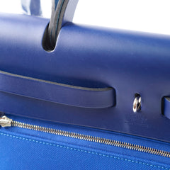 Hermes Herbag 31 Zip Bag Canvas/Hunter Leather Bleu Billard/Bleu Saphir SHW Stamp Z