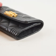 Chanel Boy Caviar Black Card Holder