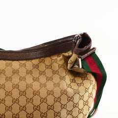 Gucci GG Canvas Web Half Moon Crossbody Bag Brown