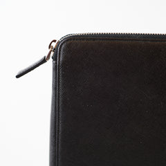 Prada Saffiano Leather Zip Document Case Black