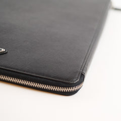 Prada Saffiano Leather Zip Document Case Black