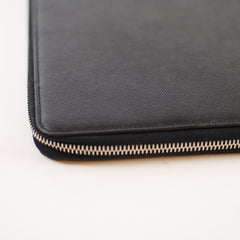 Prada Saffiano Leather Zip Document Case Black