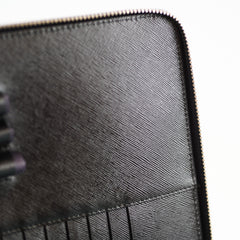 Prada Saffiano Leather Zip Document Case Black