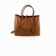 Prada Cuir Double Bag Caramel