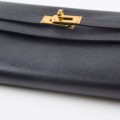 Hermes Kelly Wallet Epsom Noir D Stamp
