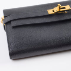 Hermes Kelly Wallet Epsom Noir D Stamp