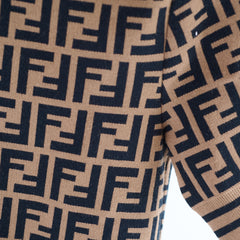 Fendi Knit Short Sleeve Sweater Zucca Brown Size 36
