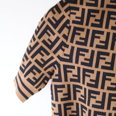 Fendi Knit Short Sleeve Sweater Zucca Brown Size 36