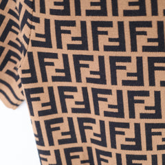 Fendi Knit Short Sleeve Sweater Zucca Brown Size 36