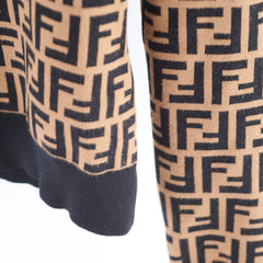 Fendi Knit Long Sleeve Sweater Brown Zucca Size 36