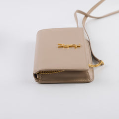 Saint Laurent Phone Holder On Chain Dark Beige