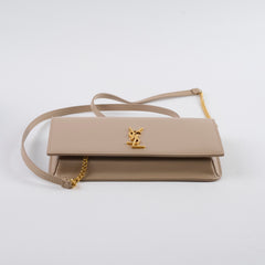 Saint Laurent Phone Holder On Chain Dark Beige