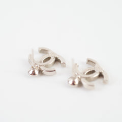 Chanel CC Crystal Strass Silver Stud Earrings Costume Jewellery