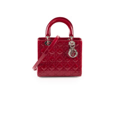 Dior Lady Dior Medium Patent Dark Red