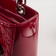 Dior Lady Dior Medium Patent Dark Red