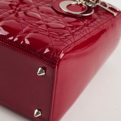 Dior Lady Dior Medium Patent Dark Red
