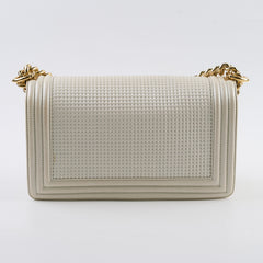 Chanel Medium White Cube Embossed Shimmer Boy Bag