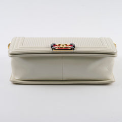 Chanel Medium White Cube Embossed Shimmer Boy Bag