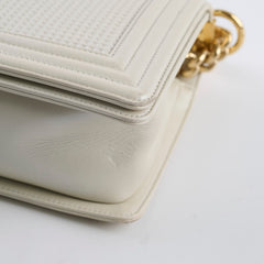Chanel Medium White Cube Embossed Shimmer Boy Bag