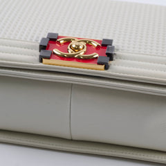 Chanel Medium White Cube Embossed Shimmer Boy Bag