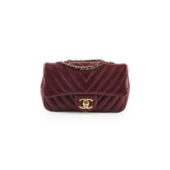 Chanel Mini Rectangular Chevron Calfskin Burgundy