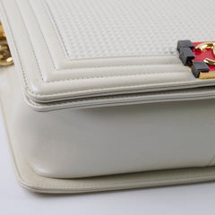 Chanel Medium White Cube Embossed Shimmer Boy Bag