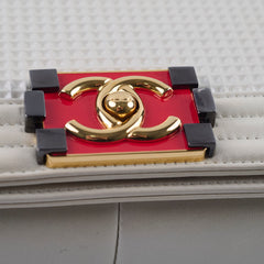 Chanel Medium White Cube Embossed Shimmer Boy Bag