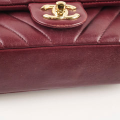 Chanel Mini Rectangular Chevron Calfskin Burgundy