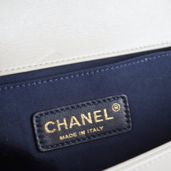 Chanel Medium White Cube Embossed Shimmer Boy Bag