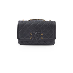 Chanel Small Filigree Flap Bag Black Caviar