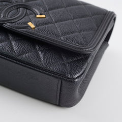 Chanel Small Filigree Flap Bag Black Caviar