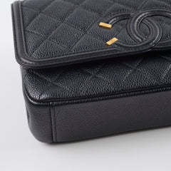 Chanel Small Filigree Flap Bag Black Caviar