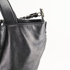 Chanel Diamond Stitched Expandable Leather Zip Tote Blacke