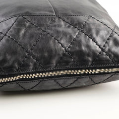 Chanel Diamond Stitched Expandable Leather Zip Tote Blacke